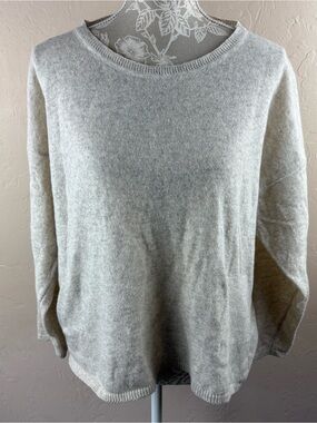 Namsar Womens Beige Oatmeal 100% Wool Crewneck Sweater Relaxed Fit Size S/M